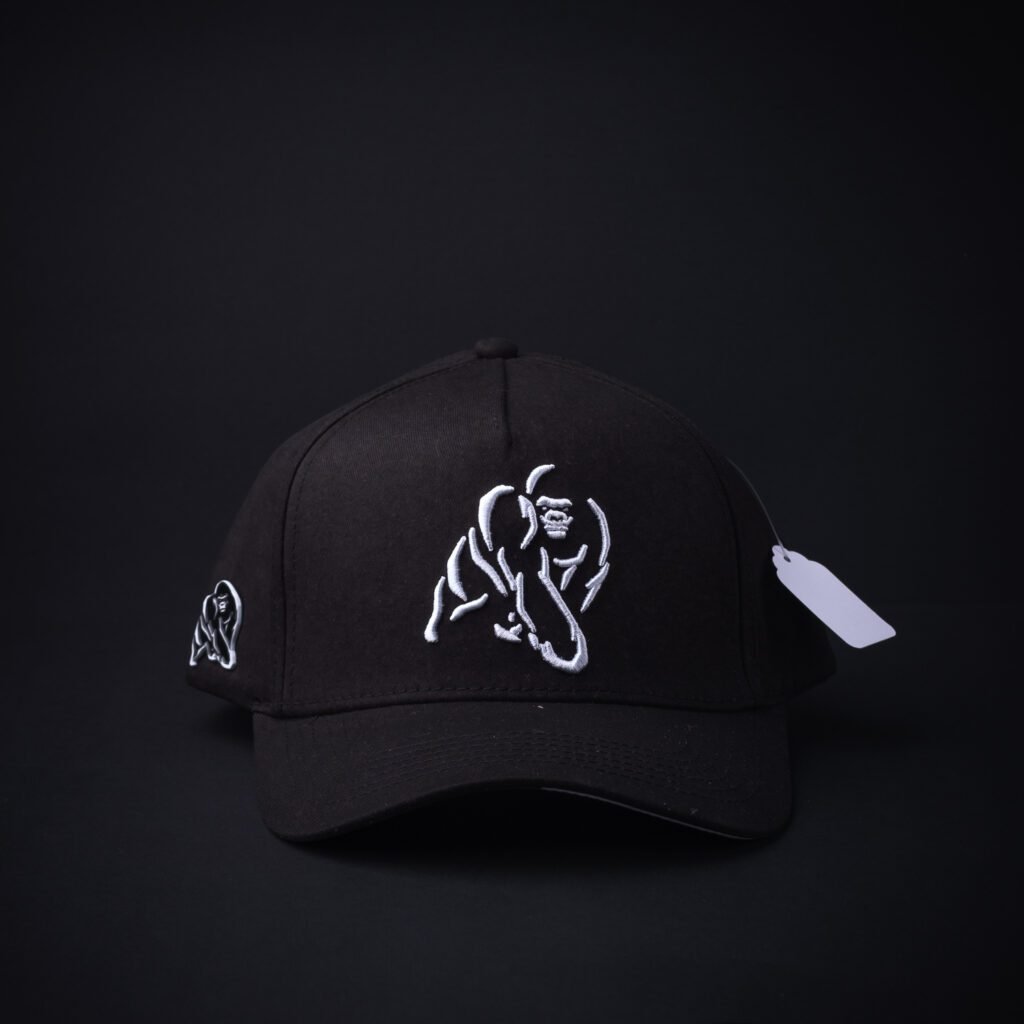 Gorra Barbas Hats Bordado Gorila Negra/Blanco