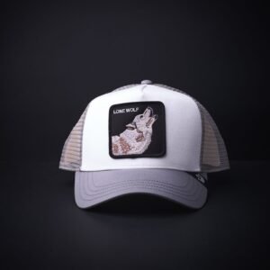 memoria 2-1458 Gorra Goorin Bros Trucker Lone Wolf Blanca/Gris
