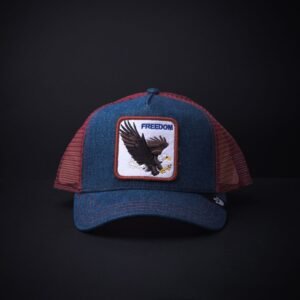 memoria 2-1497 Gorra Goorin Bros Trucker Freedom Azul Mezclilla/Guindo