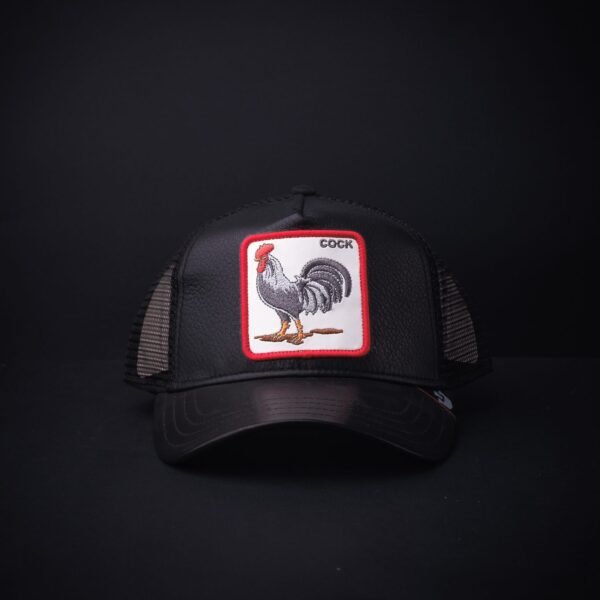 Gorra Goorin Bros Trucker Cock Negra Piel
