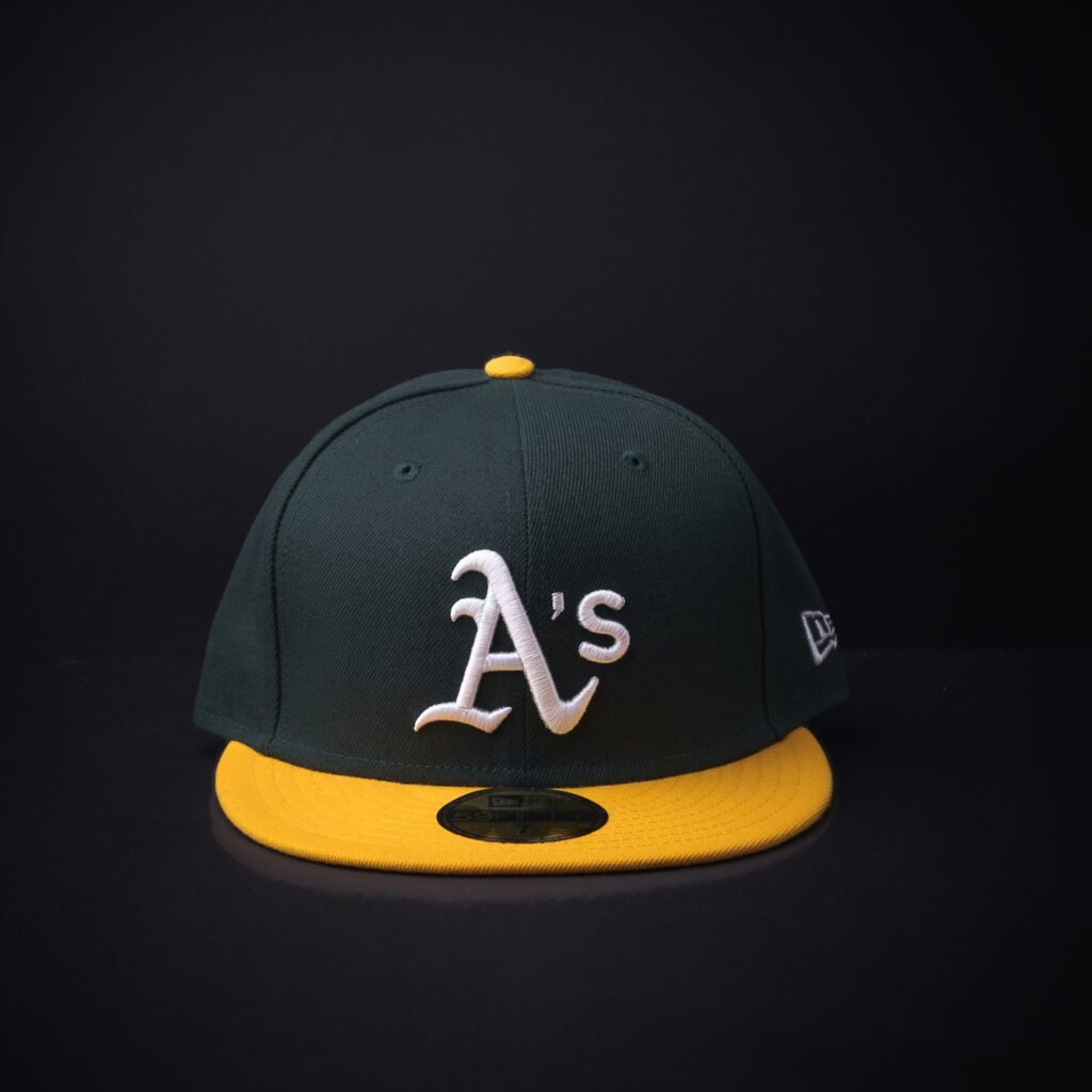 Gorra New Era 59 Fifty Athletics Cerradas Color Verde/Amarillo