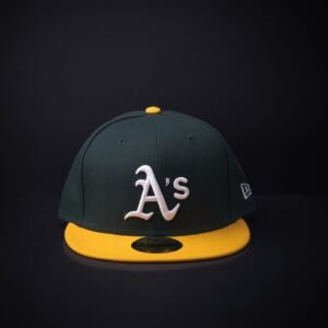 memoria 2-352 Gorra New Era 59 Fifty Athletics Cerradas Color Verde/Amarillo