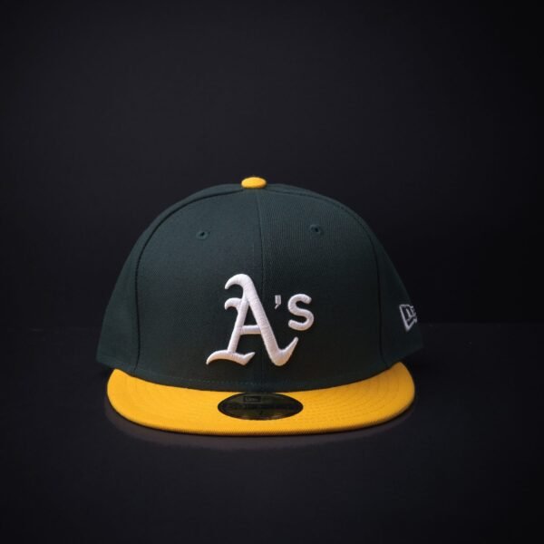Gorra New Era 59 Fifty Athletics Cerradas Color Verde/Amarillo