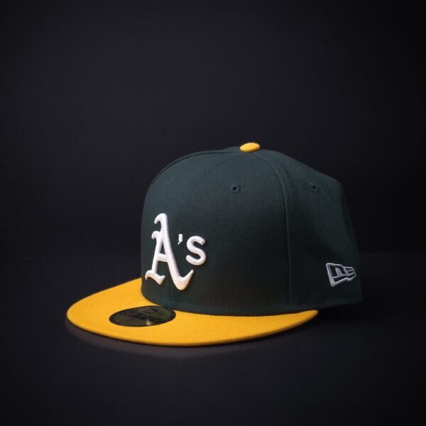 Gorra New Era 59 Fifty Athletics Cerradas Color Verde/Amarillo