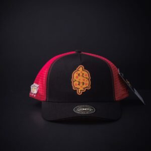 memoria 2-623 Gorra Jc Hats Pizza Food Money Negra Con Rojo Certificado De Autenticidad