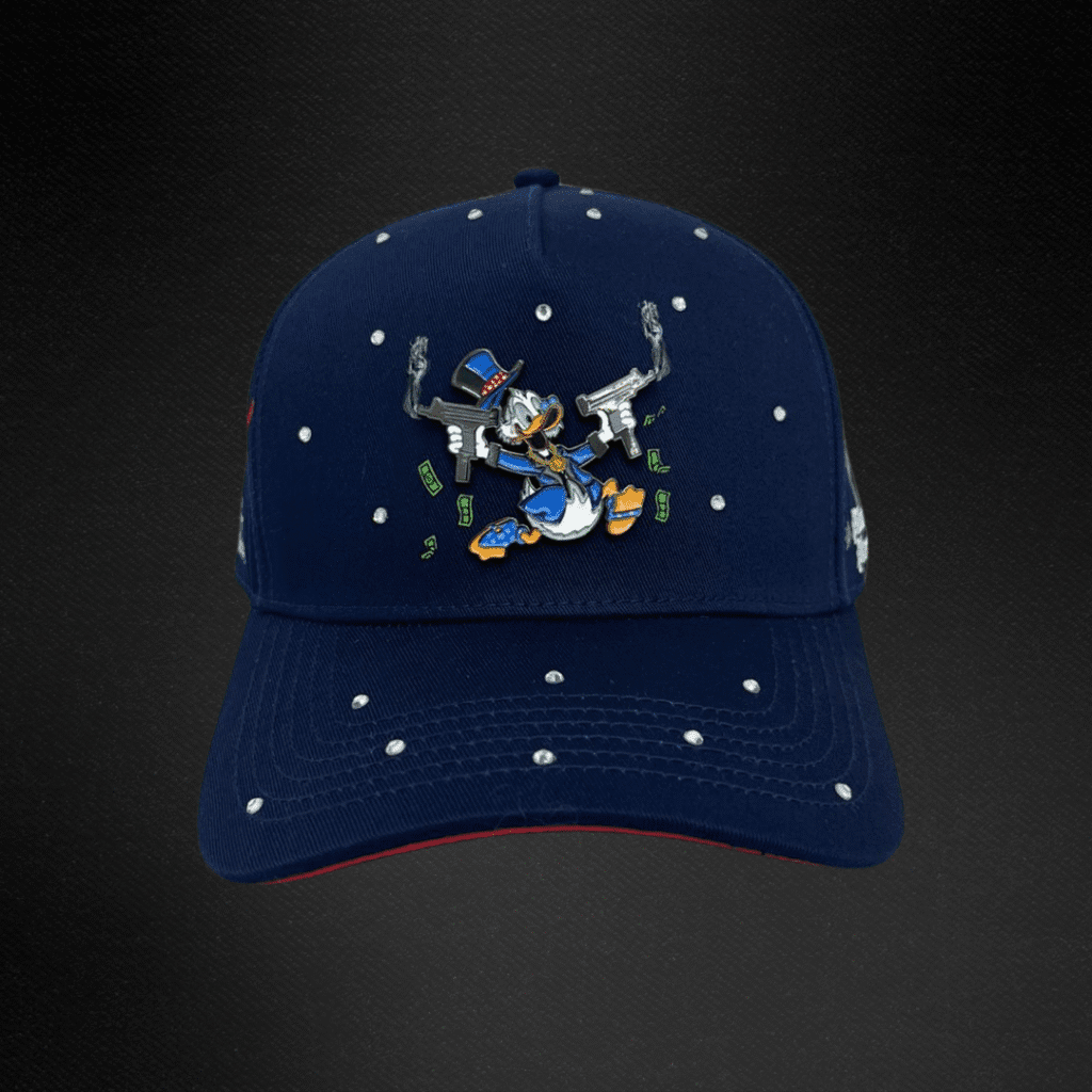 Gorra Cash Only Mc Pato Plata o Plomo Piedras Azul